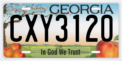 GA license plate CXY3120