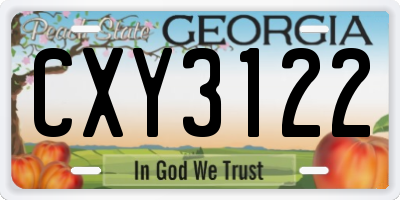 GA license plate CXY3122