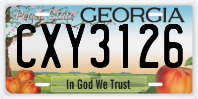 GA license plate CXY3126