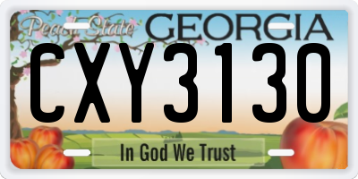 GA license plate CXY3130