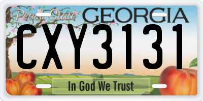 GA license plate CXY3131