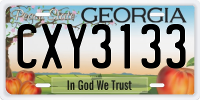 GA license plate CXY3133