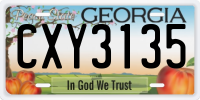 GA license plate CXY3135