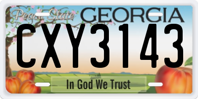GA license plate CXY3143