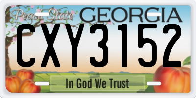 GA license plate CXY3152