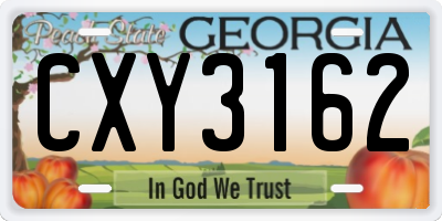GA license plate CXY3162