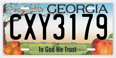 GA license plate CXY3179