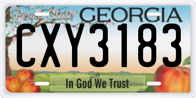 GA license plate CXY3183