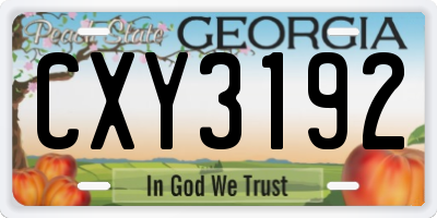 GA license plate CXY3192