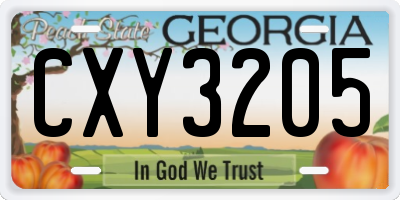 GA license plate CXY3205