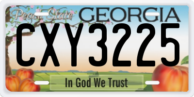 GA license plate CXY3225