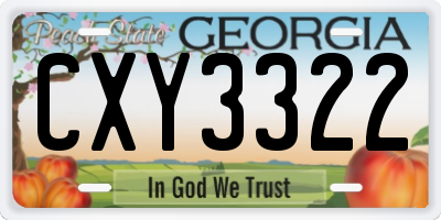 GA license plate CXY3322