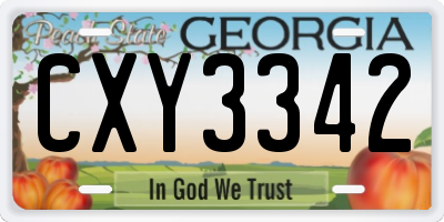 GA license plate CXY3342