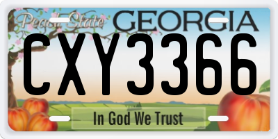 GA license plate CXY3366