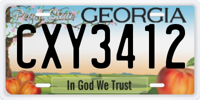 GA license plate CXY3412