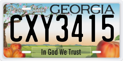 GA license plate CXY3415