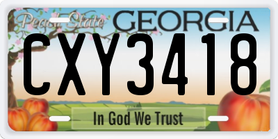 GA license plate CXY3418