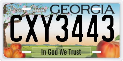 GA license plate CXY3443