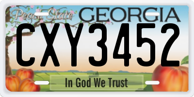 GA license plate CXY3452
