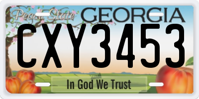 GA license plate CXY3453