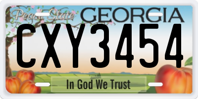 GA license plate CXY3454