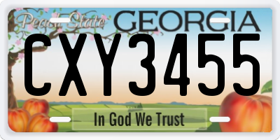 GA license plate CXY3455