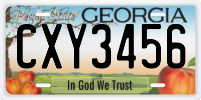 GA license plate CXY3456