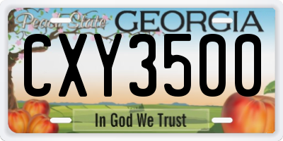 GA license plate CXY3500