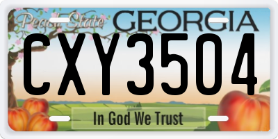 GA license plate CXY3504