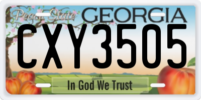 GA license plate CXY3505