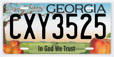 GA license plate CXY3525