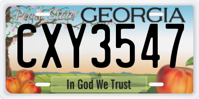 GA license plate CXY3547