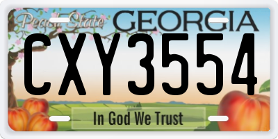 GA license plate CXY3554