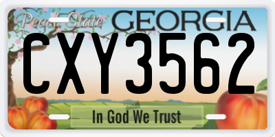 GA license plate CXY3562
