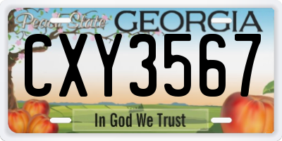 GA license plate CXY3567