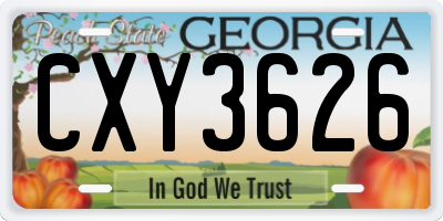 GA license plate CXY3626