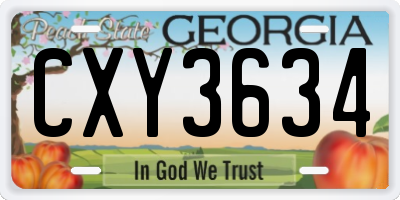 GA license plate CXY3634