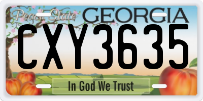 GA license plate CXY3635