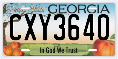 GA license plate CXY3640
