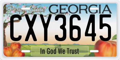 GA license plate CXY3645