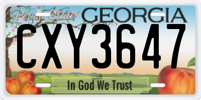 GA license plate CXY3647
