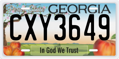 GA license plate CXY3649