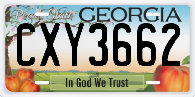 GA license plate CXY3662
