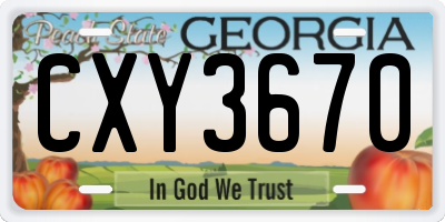 GA license plate CXY3670