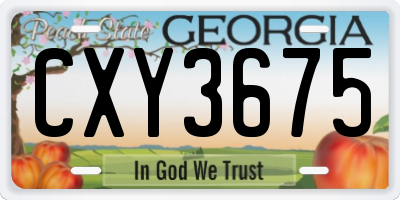 GA license plate CXY3675