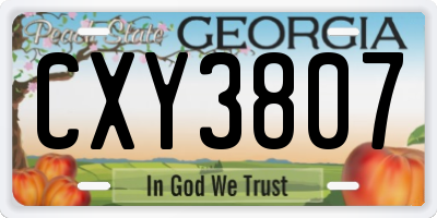 GA license plate CXY3807
