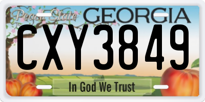 GA license plate CXY3849