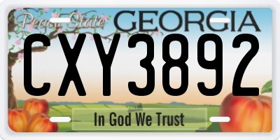 GA license plate CXY3892