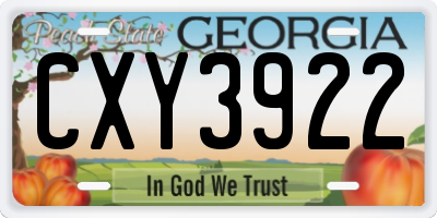 GA license plate CXY3922