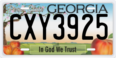 GA license plate CXY3925